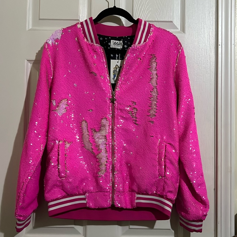 Pink Sequence Bomber Jacket